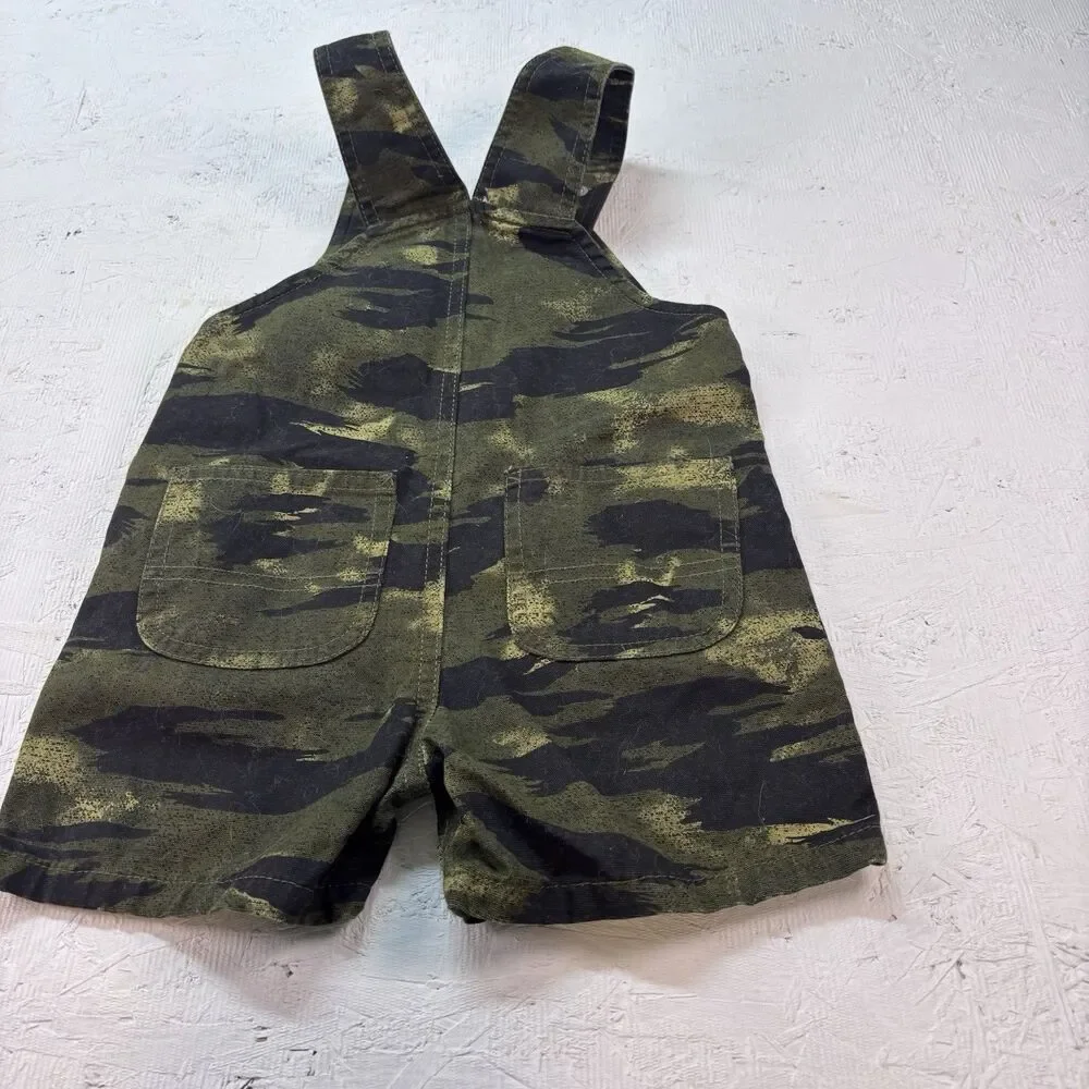 Carhartt Toddler 2T Camo Bib Shortalls Overalls Cotton Green Black Shorts Cotton